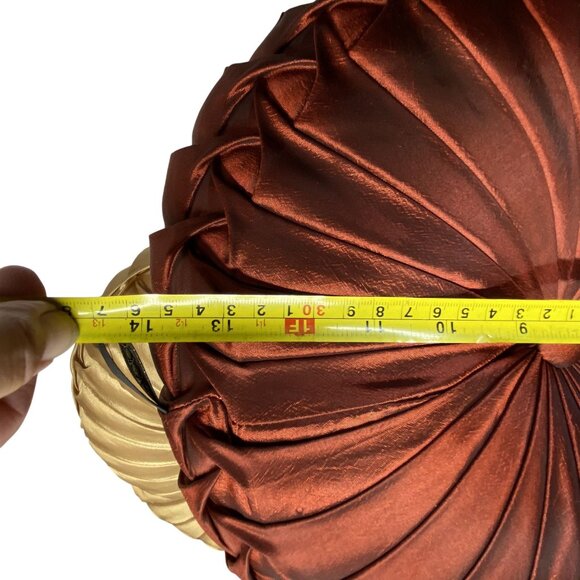 Borgata Throw Pillows Round Pleated Accent Satin Bronze Antique Gold 15" - Picture 14 of 14